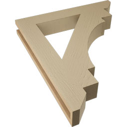 Ekena Millwork - BKTUR035X24X28MRC06RCPR - Timberthane Faux Wood Merced Style Bracket, Slat Ends, 3 1/2"W x 24"D x 28"H, Primed Tan