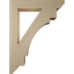 Ekena Millwork - BKTUR035X24X32MRC06RCPR - Timberthane Faux Wood Merced Style Bracket, Slat Ends, 3 1/2"W x 24"D x 32"H, Primed Tan