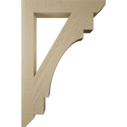 Ekena Millwork - BKTUR035X24X36MRC06RCPR - Timberthane Faux Wood Merced Style Bracket, Slat Ends, 3 1/2"W x 24"D x 36"H, Primed Tan