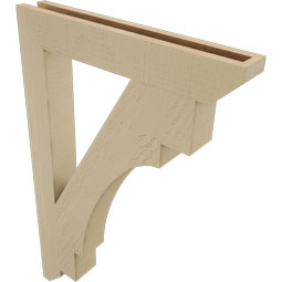Ekena Millwork - BKTUR035X24X36MRC06RCPR - Timberthane Faux Wood Merced Style Bracket, Slat Ends, 3 1/2"W x 24"D x 36"H, Primed Tan