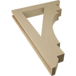 Ekena Millwork - BKTUR035X24X36MRC06RCPR - Timberthane Faux Wood Merced Style Bracket, Slat Ends, 3 1/2"W x 24"D x 36"H, Primed Tan