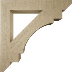 Ekena Millwork - BKTUR035X26X26MRC06RCPR - Timberthane Faux Wood Merced Style Bracket, Slat Ends, 3 1/2"W x 26"D x 26"H, Primed Tan