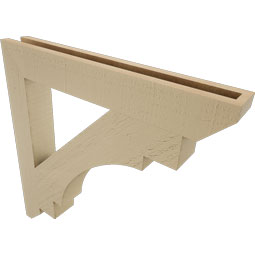 Ekena Millwork - BKTUR035X26X26MRC06RCPR - Timberthane Faux Wood Merced Style Bracket, Slat Ends, 3 1/2"W x 26"D x 26"H, Primed Tan