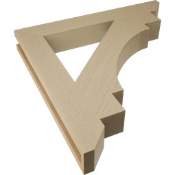 Ekena Millwork - BKTUR035X26X26MRC06RCPR - Timberthane Faux Wood Merced Style Bracket, Slat Ends, 3 1/2"W x 26"D x 26"H, Primed Tan