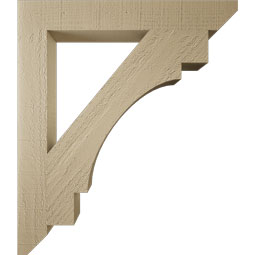 Ekena Millwork - BKTUR035X26X30MRC06RCPR - Timberthane Faux Wood Merced Style Bracket, Slat Ends, 3 1/2"W x 26"D x 30"H, Primed Tan