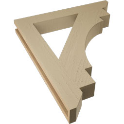 Ekena Millwork - BKTUR035X26X30MRC06RCPR - Timberthane Faux Wood Merced Style Bracket, Slat Ends, 3 1/2"W x 26"D x 30"H, Primed Tan
