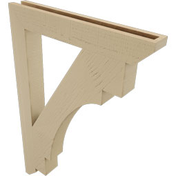 Ekena Millwork - BKTUR035X26X38MRC06RCPR - Timberthane Faux Wood Merced Style Bracket, Slat Ends, 3 1/2"W x 26"D x 38"H, Primed Tan