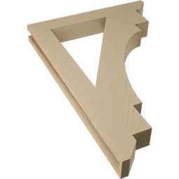 Ekena Millwork - BKTUR035X26X38MRC06RCPR - Timberthane Faux Wood Merced Style Bracket, Slat Ends, 3 1/2"W x 26"D x 38"H, Primed Tan