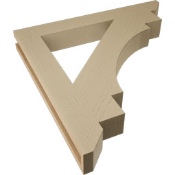 Ekena Millwork - BKTUR035X28X28MRC06RCPR - Timberthane Faux Wood Merced Style Bracket, Slat Ends, 3 1/2"W x 28"D x 28"H, Primed Tan
