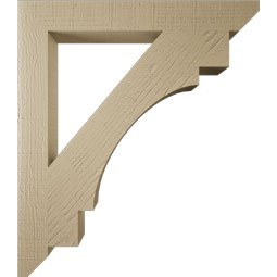 Ekena Millwork - BKTUR035X28X32MRC06RCPR - Timberthane Faux Wood Merced Style Bracket, Slat Ends, 3 1/2"W x 28"D x 32"H, Primed Tan