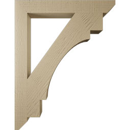 Ekena Millwork - BKTUR035X28X36MRC06RCPR - Timberthane Faux Wood Merced Style Bracket, Slat Ends, 3 1/2"W x 28"D x 36"H, Primed Tan