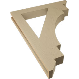 Ekena Millwork - BKTUR035X28X36MRC06RCPR - Timberthane Faux Wood Merced Style Bracket, Slat Ends, 3 1/2"W x 28"D x 36"H, Primed Tan