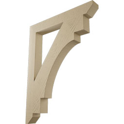 Ekena Millwork - BKTUR035X28X36MRC06RCPR - Timberthane Faux Wood Merced Style Bracket, Slat Ends, 3 1/2"W x 28"D x 36"H, Primed Tan