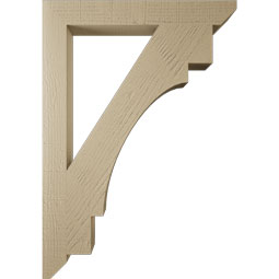 Ekena Millwork - BKTUR035X28X40MRC06RCPR - Timberthane Faux Wood Merced Style Bracket, Slat Ends, 3 1/2"W x 28"D x 40"H, Primed Tan
