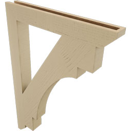 Ekena Millwork - BKTUR035X28X40MRC06RCPR - Timberthane Faux Wood Merced Style Bracket, Slat Ends, 3 1/2"W x 28"D x 40"H, Primed Tan