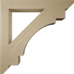 Ekena Millwork - BKTUR035X30X30MRC06RCPR - Timberthane Faux Wood Merced Style Bracket, Slat Ends, 3 1/2"W x 30"D x 30"H, Primed Tan