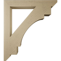 Ekena Millwork - BKTUR035X30X34MRC06RCPR - Timberthane Faux Wood Merced Style Bracket, Slat Ends, 3 1/2"W x 30"D x 34"H, Primed Tan
