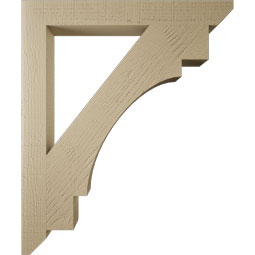 Ekena Millwork - BKTUR035X30X36MRC06RCPR - Timberthane Faux Wood Merced Style Bracket, Slat Ends, 3 1/2"W x 30"D x 36"H, Primed Tan