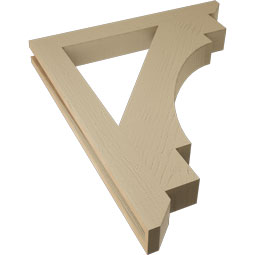 Ekena Millwork - BKTUR035X30X36MRC06RCPR - Timberthane Faux Wood Merced Style Bracket, Slat Ends, 3 1/2"W x 30"D x 36"H, Primed Tan