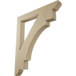 Ekena Millwork - BKTUR035X30X36MRC06RCPR - Timberthane Faux Wood Merced Style Bracket, Slat Ends, 3 1/2"W x 30"D x 36"H, Primed Tan