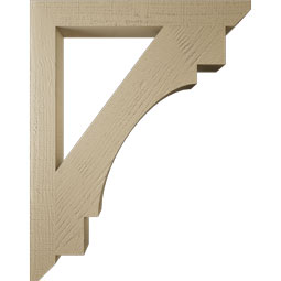 Ekena Millwork - BKTUR035X30X38MRC06RCPR - Timberthane Faux Wood Merced Style Bracket, Slat Ends, 3 1/2"W x 30"D x 38"H, Primed Tan