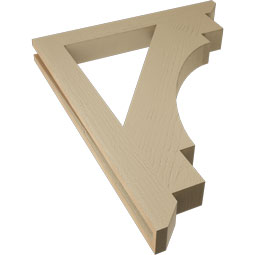 Ekena Millwork - BKTUR035X30X38MRC06RCPR - Timberthane Faux Wood Merced Style Bracket, Slat Ends, 3 1/2"W x 30"D x 38"H, Primed Tan