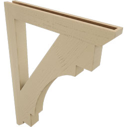 Ekena Millwork - BKTUR035X30X42MRC06RCPR - Timberthane Faux Wood Merced Style Bracket, Slat Ends, 3 1/2"W x 30"D x 42"H, Primed Tan