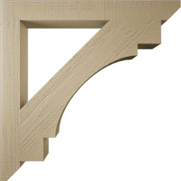 Ekena Millwork - BKTUR035X32X32MRC06RCPR - Timberthane Faux Wood Merced Style Bracket, Slat Ends, 3 1/2"W x 32"D x 32"H, Primed Tan