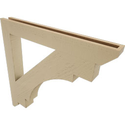 Ekena Millwork - BKTUR035X32X32MRC06RCPR - Timberthane Faux Wood Merced Style Bracket, Slat Ends, 3 1/2"W x 32"D x 32"H, Primed Tan