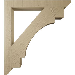 Ekena Millwork - BKTUR035X32X36MRC06RCPR - Timberthane Faux Wood Merced Style Bracket, Slat Ends, 3 1/2"W x 32"D x 36"H, Primed Tan