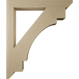 Ekena Millwork - BKTUR035X32X38MRC06RCPR - Timberthane Faux Wood Merced Style Bracket, Slat Ends, 3 1/2"W x 32"D x 38"H, Primed Tan