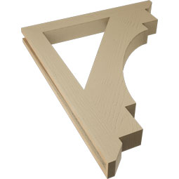 Ekena Millwork - BKTUR035X32X40MRC06RCPR - Timberthane Faux Wood Merced Style Bracket, Slat Ends, 3 1/2"W x 32"D x 40"H, Primed Tan