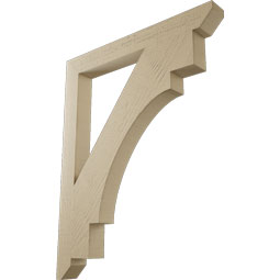 Ekena Millwork - BKTUR035X32X40MRC06RCPR - Timberthane Faux Wood Merced Style Bracket, Slat Ends, 3 1/2"W x 32"D x 40"H, Primed Tan