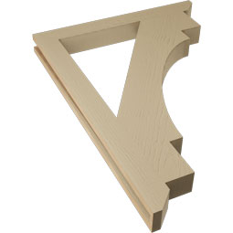 Ekena Millwork - BKTUR035X32X44MRC06RCPR - Timberthane Faux Wood Merced Style Bracket, Slat Ends, 3 1/2"W x 32"D x 44"H, Primed Tan