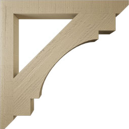 Ekena Millwork - BKTUR035X34X34MRC06RCPR - Timberthane Faux Wood Merced Style Bracket, Slat Ends, 3 1/2"W x 34"D x 34"H, Primed Tan