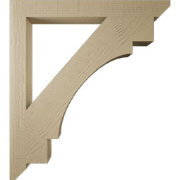 Ekena Millwork - BKTUR035X34X38MRC06RCPR - Timberthane Faux Wood Merced Style Bracket, Slat Ends, 3 1/2"W x 34"D x 38"H, Primed Tan