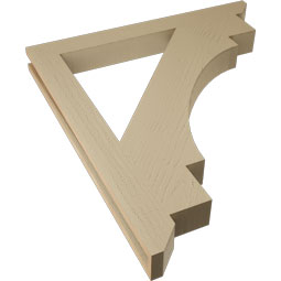 Ekena Millwork - BKTUR035X34X38MRC06RCPR - Timberthane Faux Wood Merced Style Bracket, Slat Ends, 3 1/2"W x 34"D x 38"H, Primed Tan