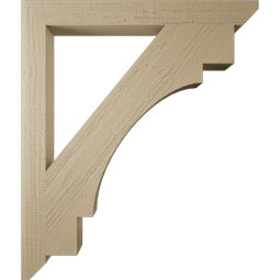 Ekena Millwork - BKTUR035X34X40MRC06RCPR - Timberthane Faux Wood Merced Style Bracket, Slat Ends, 3 1/2"W x 34"D x 40"H, Primed Tan
