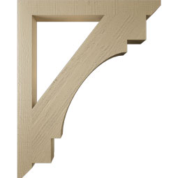 Ekena Millwork - BKTUR035X34X42MRC06RCPR - Timberthane Faux Wood Merced Style Bracket, Slat Ends, 3 1/2"W x 34"D x 42"H, Primed Tan