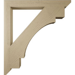 Ekena Millwork - BKTUR035X36X40MRC06RCPR - Timberthane Faux Wood Merced Style Bracket, Slat Ends, 3 1/2"W x 36"D x 40"H, Primed Tan