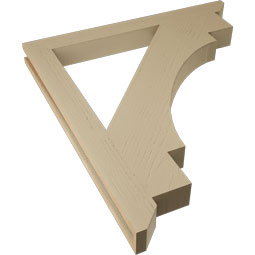 Ekena Millwork - BKTUR035X36X40MRC06RCPR - Timberthane Faux Wood Merced Style Bracket, Slat Ends, 3 1/2"W x 36"D x 40"H, Primed Tan