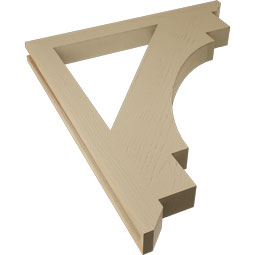 Ekena Millwork - BKTUR035X36X42MRC06RCPR - Timberthane Faux Wood Merced Style Bracket, Slat Ends, 3 1/2"W x 36"D x 42"H, Primed Tan