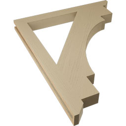 Ekena Millwork - BKTUR035X36X44MRC06RCPR - Timberthane Faux Wood Merced Style Bracket, Slat Ends, 3 1/2"W x 36"D x 44"H, Primed Tan
