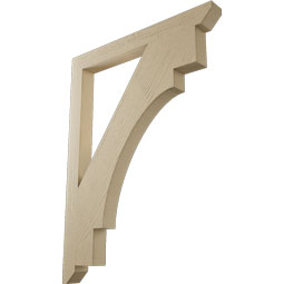 Ekena Millwork - BKTUR035X36X48MRC06RCPR - Timberthane Faux Wood Merced Style Bracket, Slat Ends, 3 1/2"W x 36"D x 48"H, Primed Tan