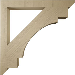 Ekena Millwork - BKTUR035X38X38MRC06RCPR - Timberthane Faux Wood Merced Style Bracket, Slat Ends, 3 1/2"W x 38"D x 38"H, Primed Tan