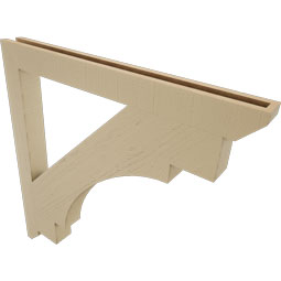 Ekena Millwork - BKTUR035X38X38MRC06RCPR - Timberthane Faux Wood Merced Style Bracket, Slat Ends, 3 1/2"W x 38"D x 38"H, Primed Tan