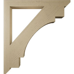 Ekena Millwork - BKTUR035X38X42MRC06RCPR - Timberthane Faux Wood Merced Style Bracket, Slat Ends, 3 1/2"W x 38"D x 42"H, Primed Tan