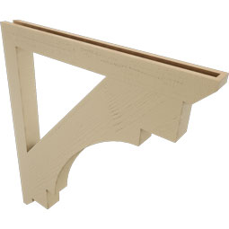 Ekena Millwork - BKTUR035X38X42MRC06RCPR - Timberthane Faux Wood Merced Style Bracket, Slat Ends, 3 1/2"W x 38"D x 42"H, Primed Tan