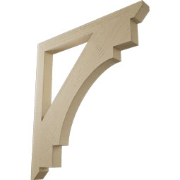 Ekena Millwork - BKTUR035X38X42MRC06RCPR - Timberthane Faux Wood Merced Style Bracket, Slat Ends, 3 1/2"W x 38"D x 42"H, Primed Tan