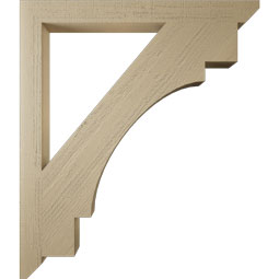 Ekena Millwork - BKTUR035X38X44MRC06RCPR - Timberthane Faux Wood Merced Style Bracket, Slat Ends, 3 1/2"W x 38"D x 44"H, Primed Tan